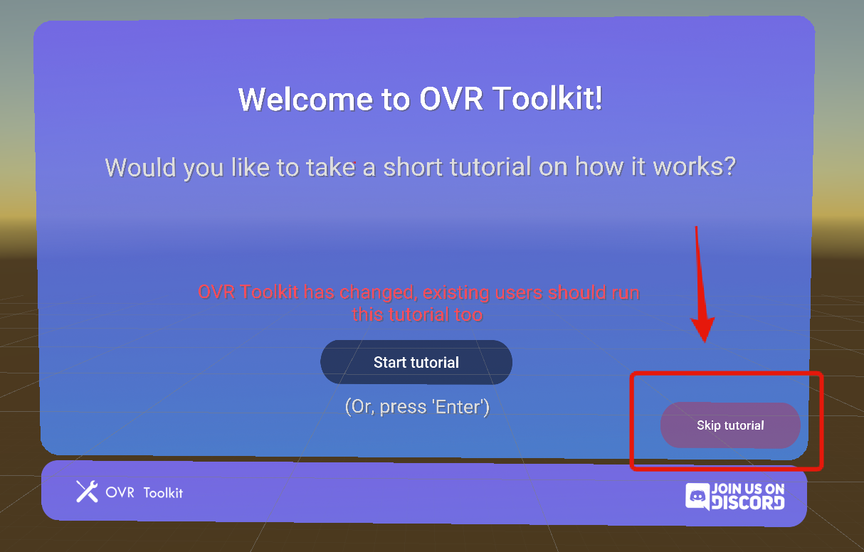 Ovr Button Feature request: Ability to skip tutorial on new/existing installations ...