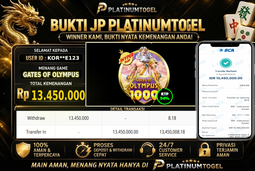 🏆 Bukti Jackpot Gates Of Olympus x1000  Dengan Kemanangan Rp 17,350,000-. Hanya di PLATINUMTOGEL🏆