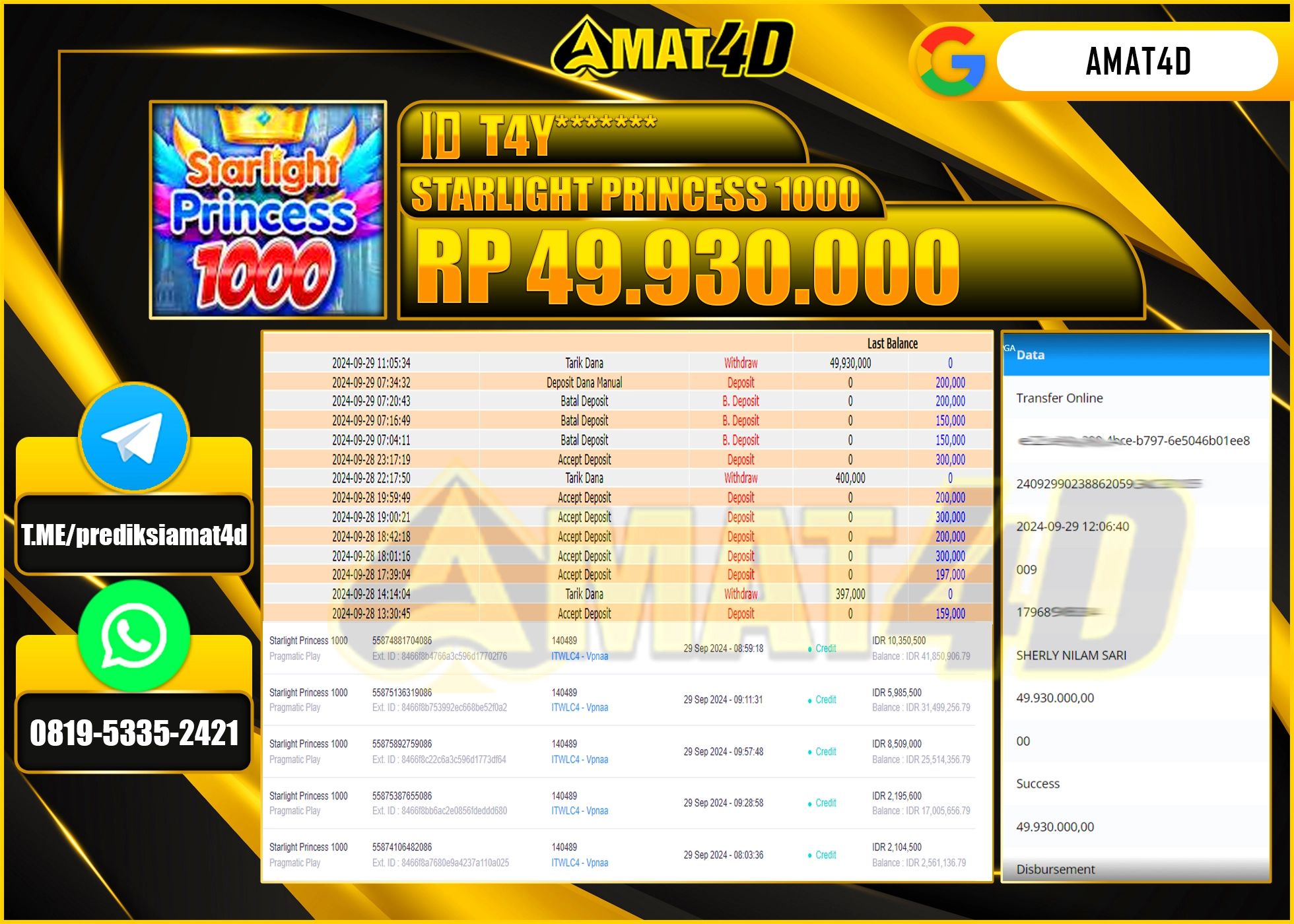 AMAT4D JACKPOT STARLIGHT PRINCESS 1000 Rp.49.930.000 BERHASIL DI BAYAR LUNAS
