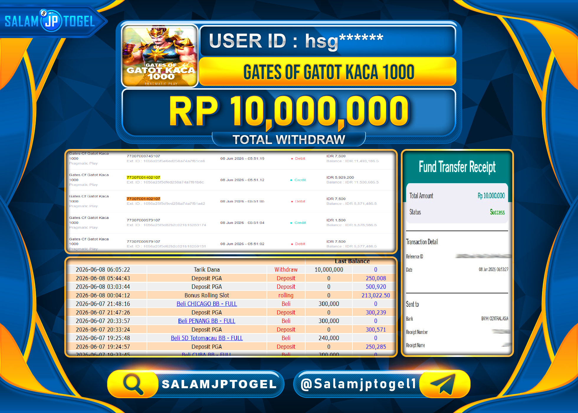 SALAMJPTOGEL JACKPOT SLOT menang Gates Of Gatot Kaca 1000 Rp.10,000,000 - LUNAS