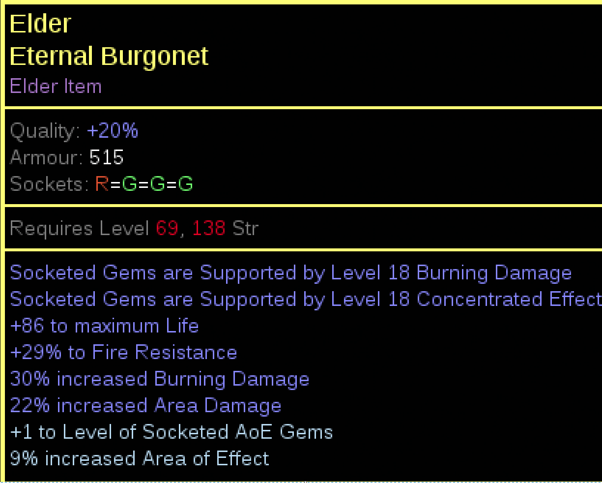 Example crafted Elder Helmet