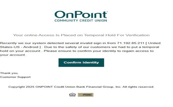 Onpoint Credit Union ❤️ HTML Letter. ❤️ Good design.❤️ Freshly Developed.