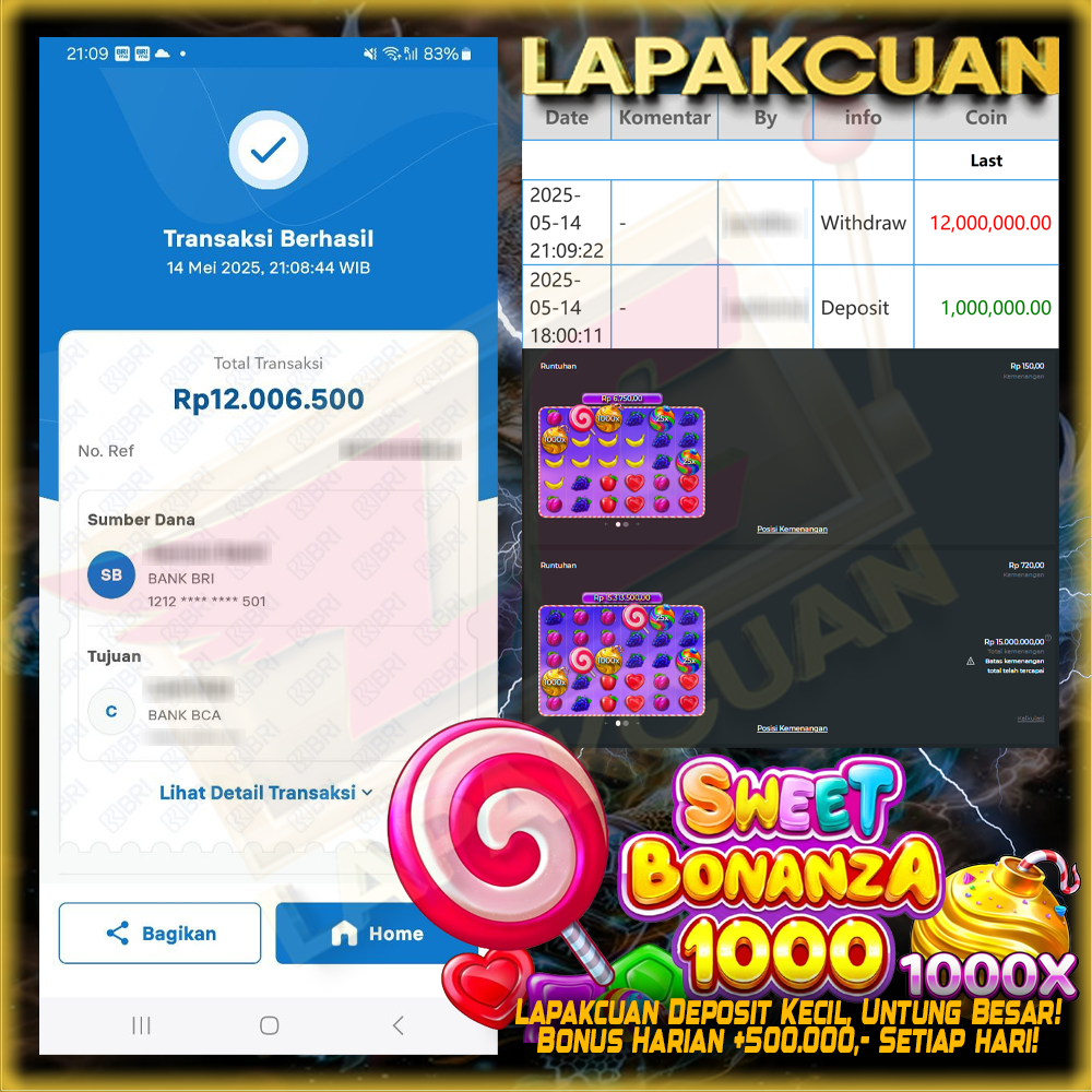 Bukti kemenangan member lapakcuan