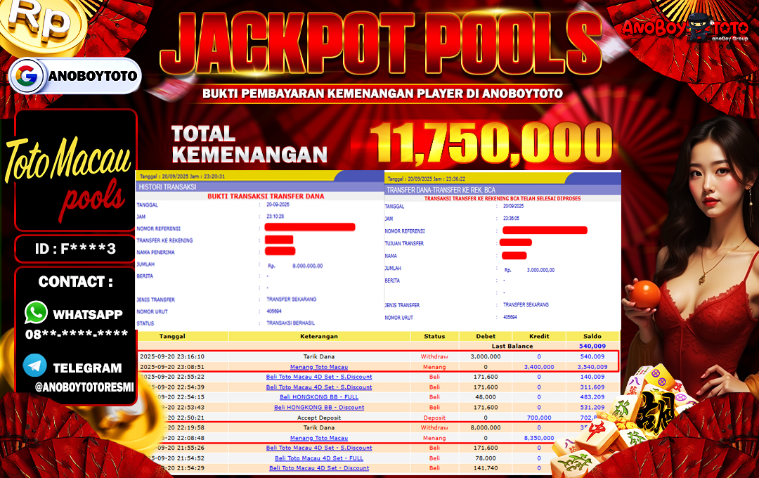 ANOBOYTOTO di Toto Macau 4D Season 3 RP.11.750.000 LUNAS