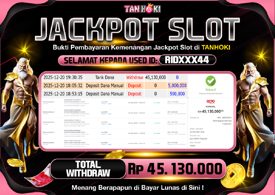 TANHOKI JACKPOT SLOT MAHJONG WAYS 2 Rp..45.130.000,- LUNAS