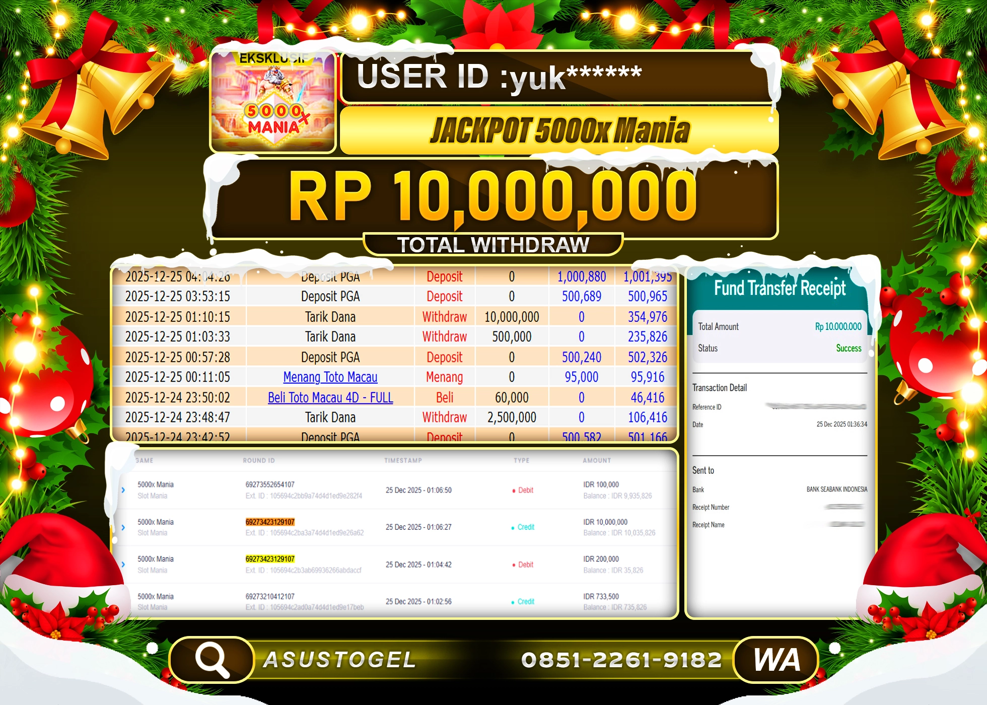 ASUSTOGEL KEMENANGAN DI SLOT 5000X MANIA SEBESAR 10,000,000 - RUPIAH LUNAS