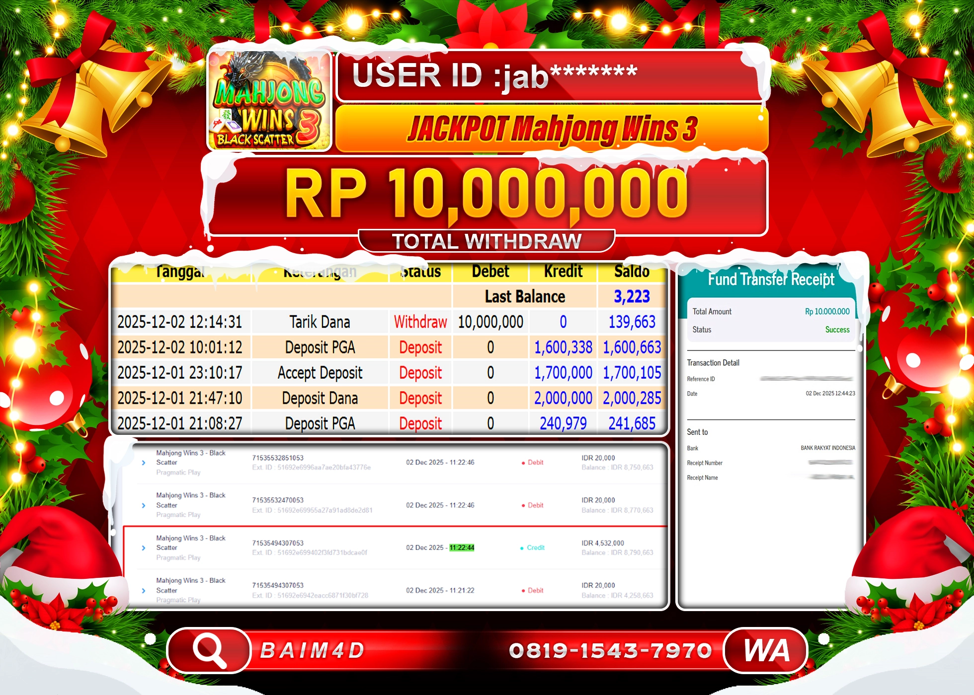 BAIM4D JACKPOT MAHJONG WINS 3 BLACK SCATTER Rp.10,000,000 - LUNAS