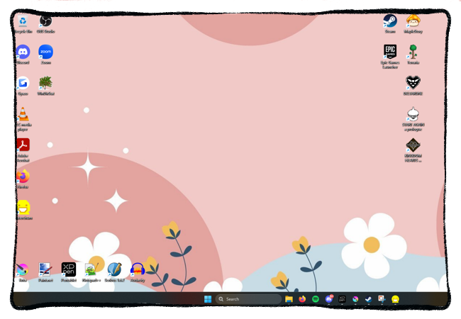 Screenshot of a pink floral windows 11 desktop background.