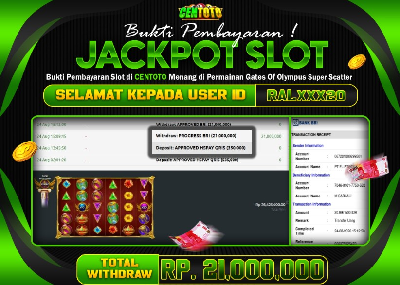 BUKTI JACKPOT LUNAS CENTOTO  RP 21.000.000,-LUNAS