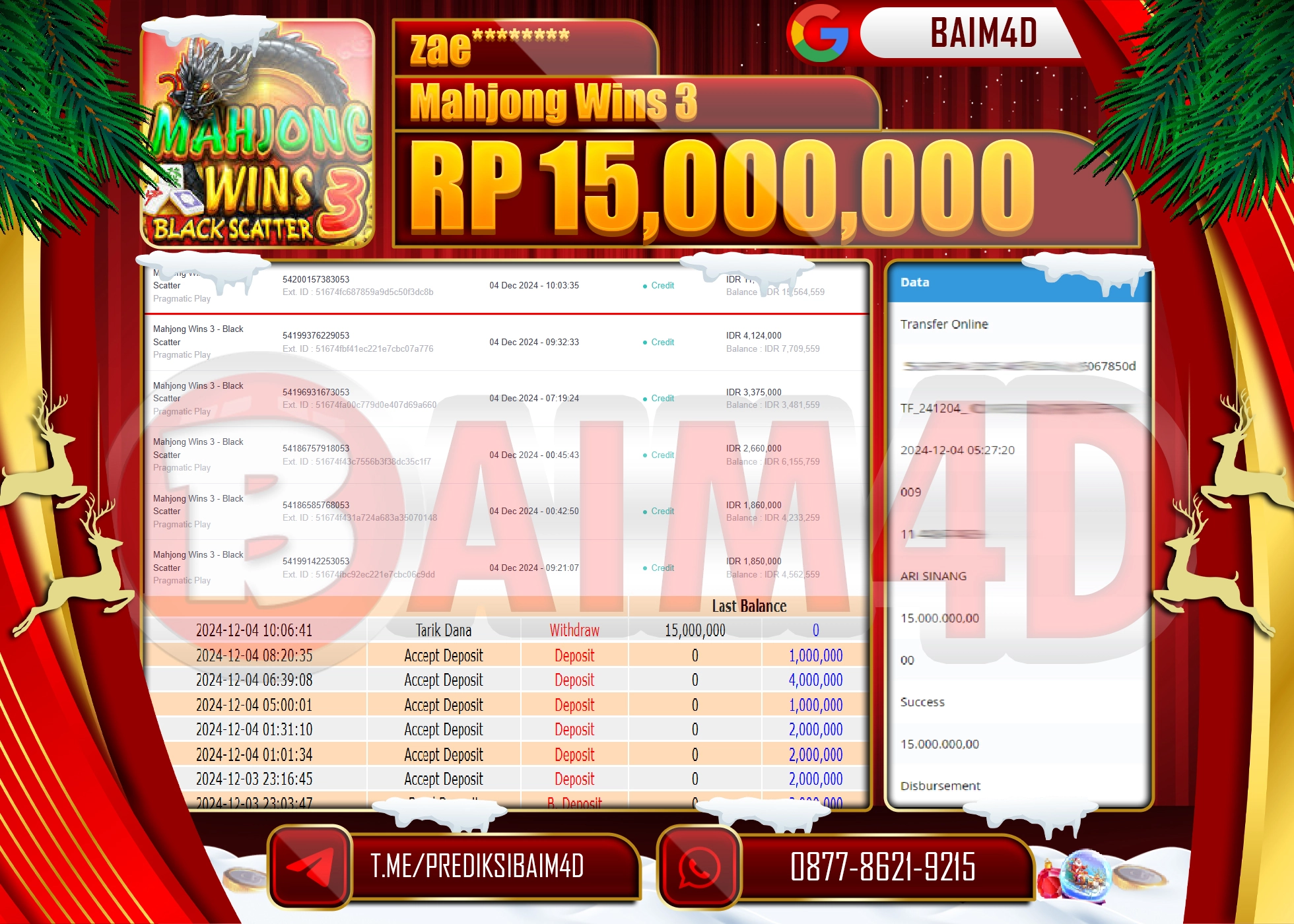 BAIM4D JACKPOT Mahjong Wins 3 - Black Scatter Play Rp.15.000,000.- LUNAS