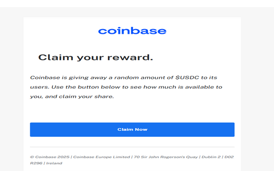 Coinbase Claim your reward Letter High Quality Send Inbox HTML 2025