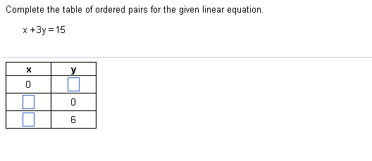 Solved Complete The Table Of Ordered Pairs For The Given