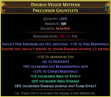 Example crafted Double-Veiled Mittens