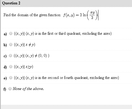 Solved Find The Domain Of The Given Function F X Y 2 L Chegg Com