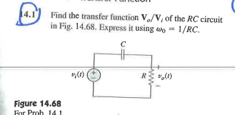 Solved Find the transfer function V_o/V_i of the RC circuit | Chegg.com