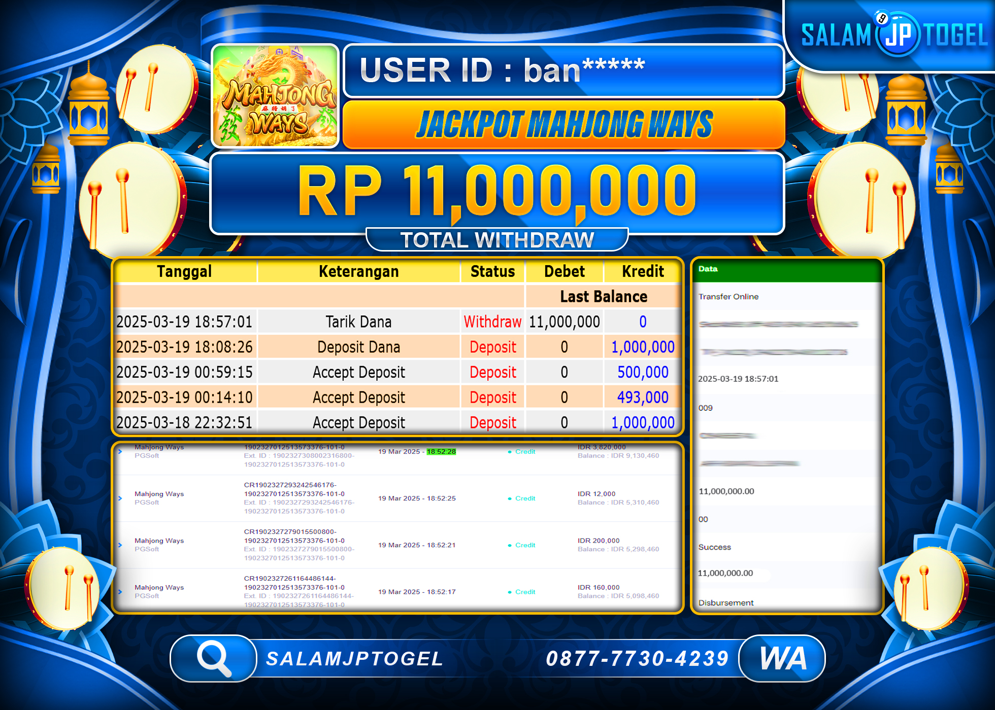 SALAMJPTOGEL MENANG MAHJONG WAYS Rp. 11,000,000 LUNAS