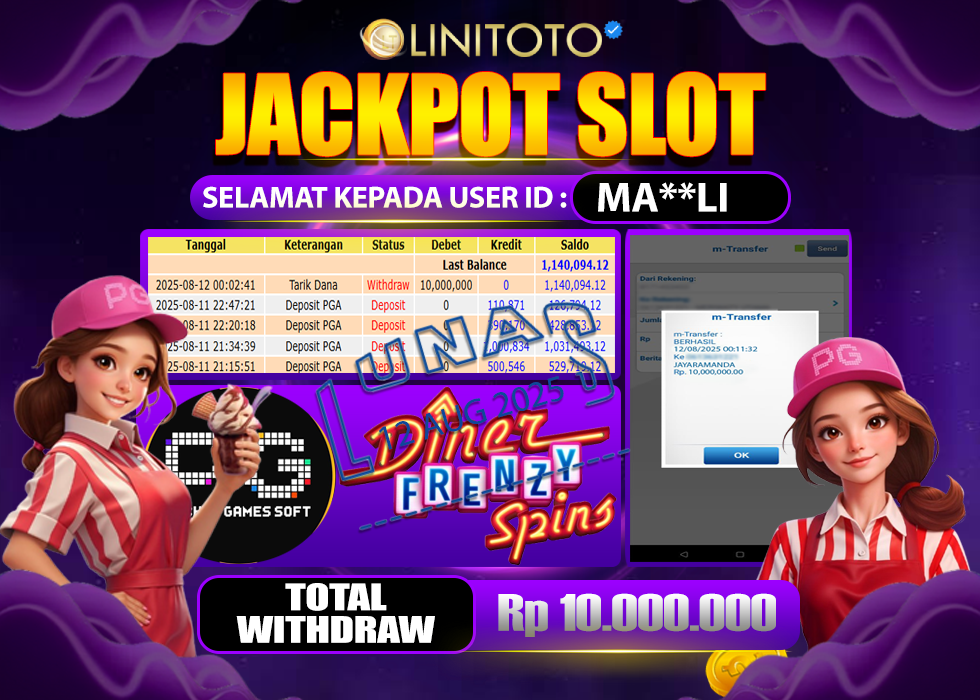 LINITOTO JACKPOT SLOT Diner Frenzy Spins Rp.10.000.000- LUNAS