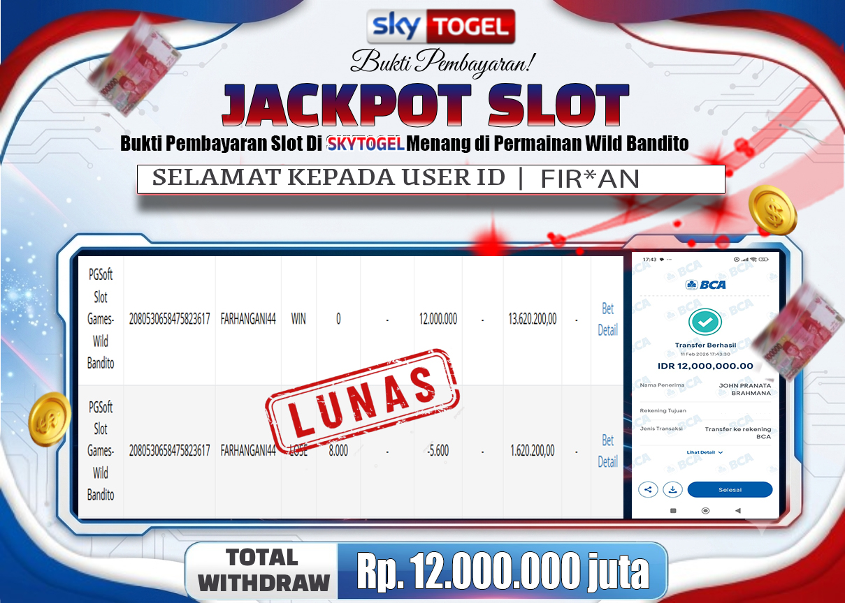 🏆 BUKTI   KEMENANGAN   WILD BANDITO MEMBER   SKYTOGEL🏆