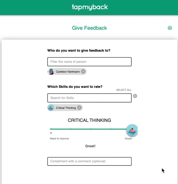 GIF of the form "Give feedback" showing how it works