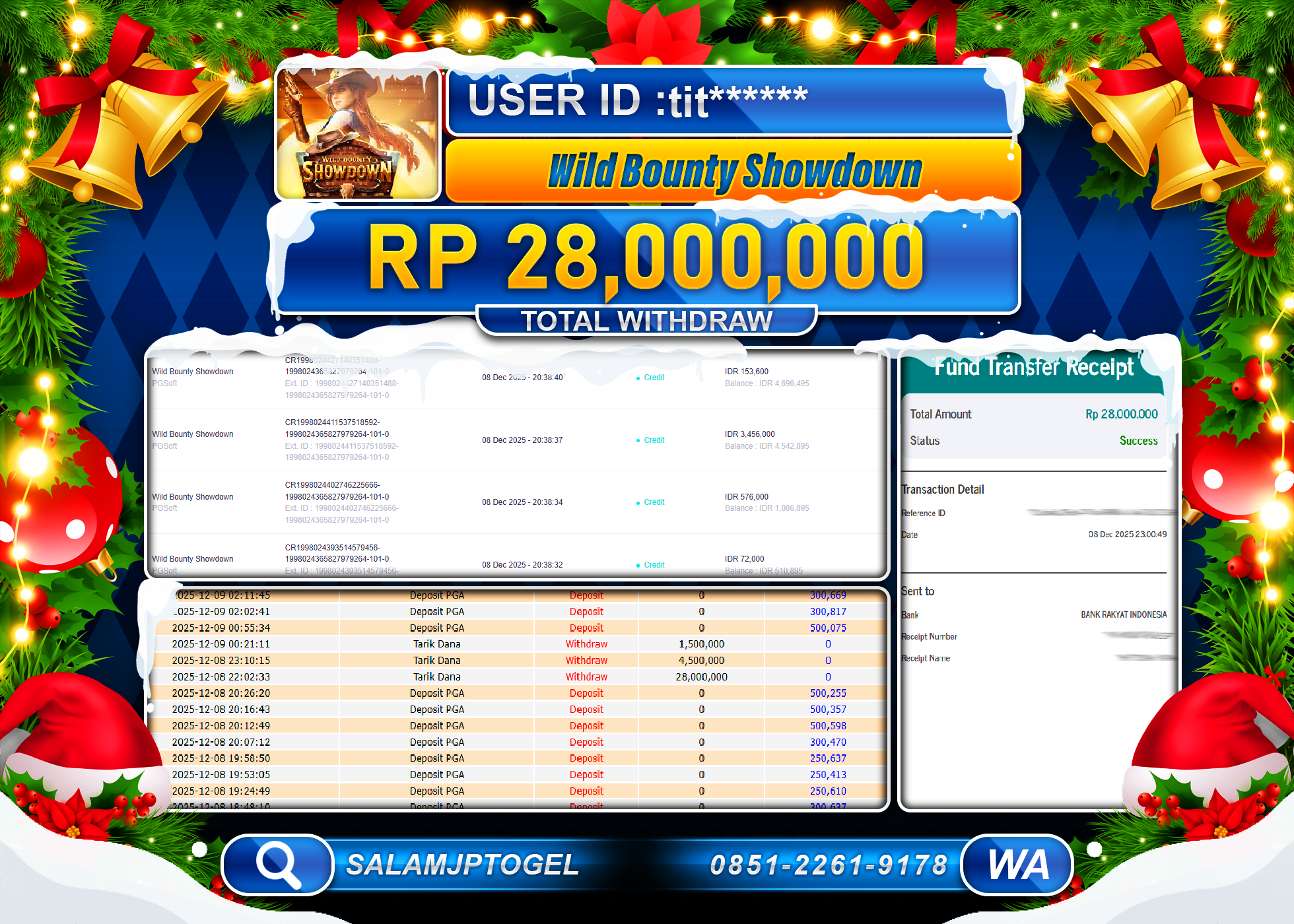 SALAMJPTOGEL JACKPOT Wild Bounty Showdown PG SOFT Rp.28,000,000 - LUNAS