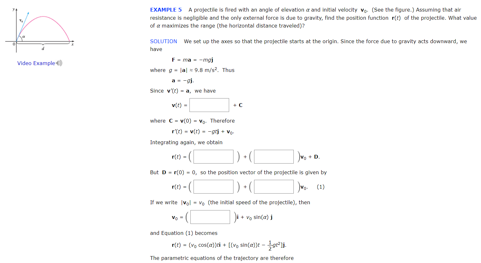 Solved Example 5 A Projectile Is Fired With An Angle Of E Chegg Com