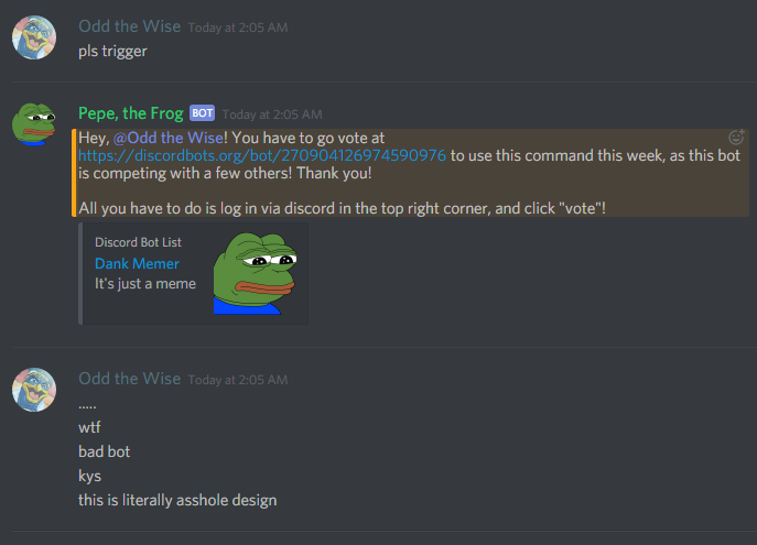 Discord Bot Requires You Vote For It To Use It Assholedesign