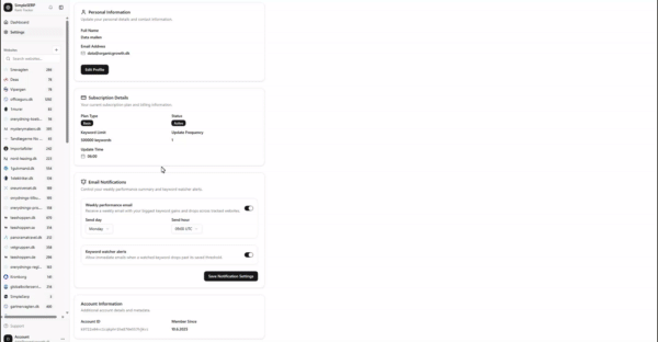 Enable weekly performance emails