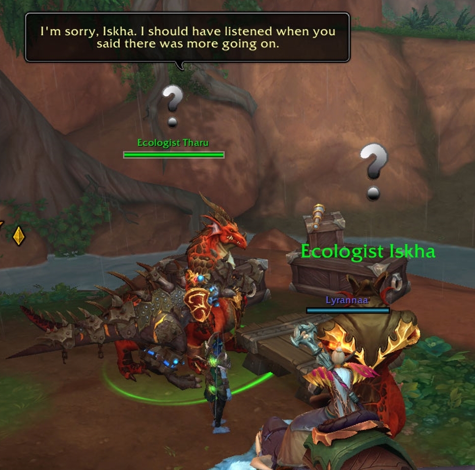 WoW Screenshot Ecologist Tharu apologizing to his partner
