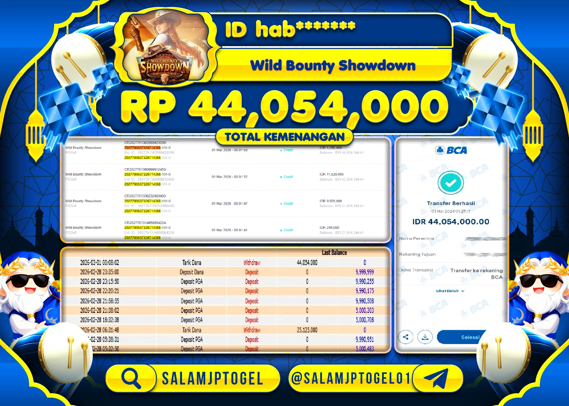 SALAMJPTOGEL JACKPOT WILD BOUNTYSHOWDOWN Rp.44.054.000 - LUNAS