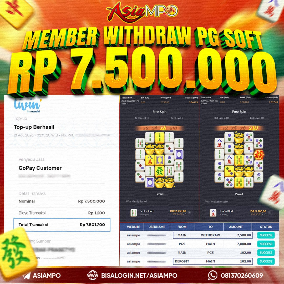 MEMBER JACKPOT MAHJONG WAYS 2 IDR 7.500.000
