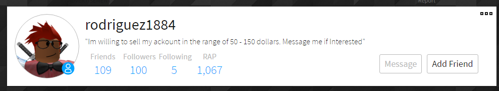Selling Selling Roblox Account With 100k Rap And With 52k Robux On It Was A Obc Epicnpc Marketplace - selling average 2016 or newer roblox account with 3