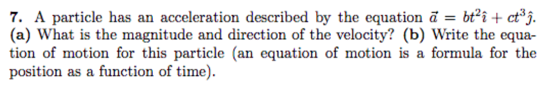 Solved 7. A particle has an acceleration described by the | Chegg.com