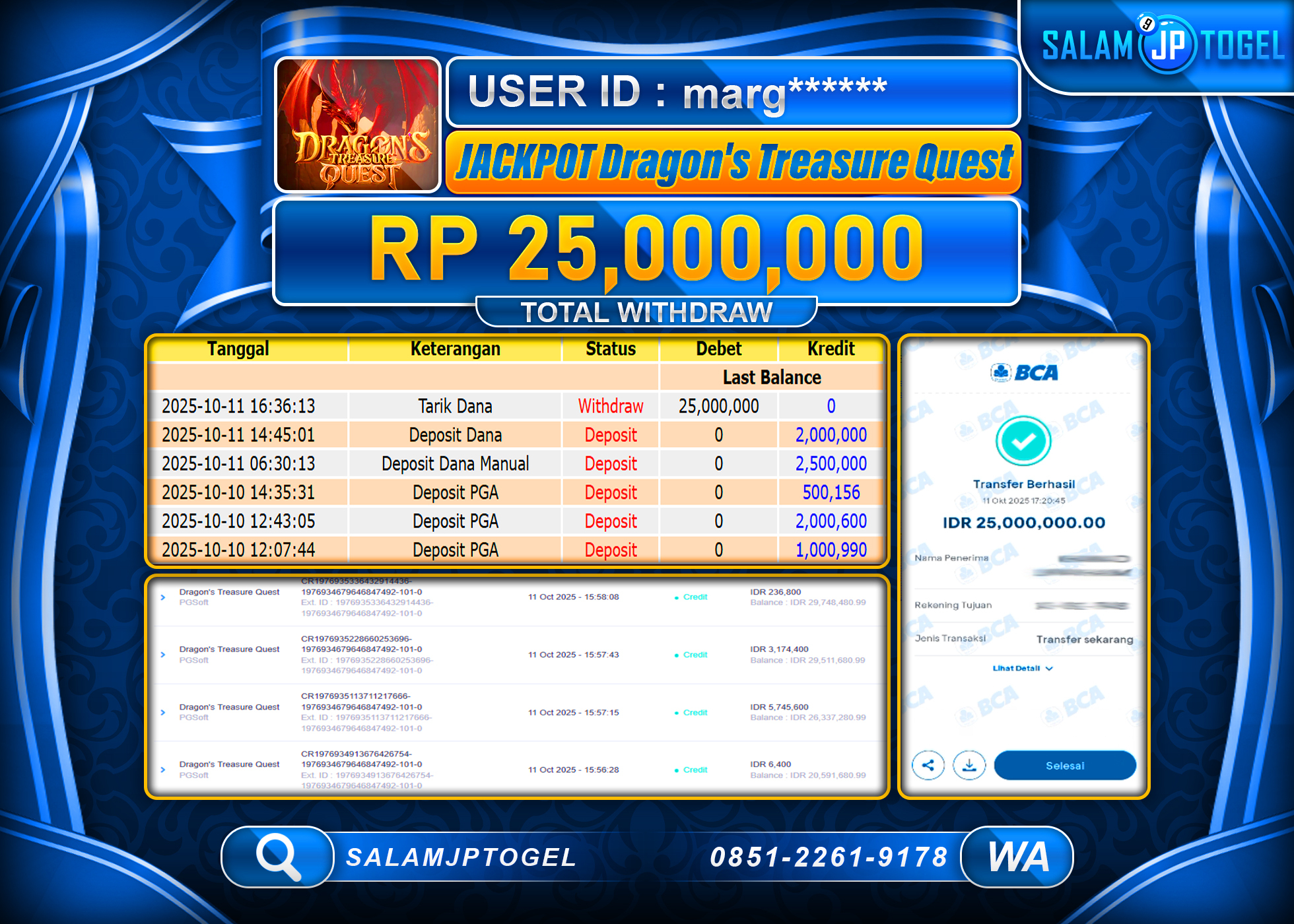 SALAMJPTOGEL MENANG DRAGON'S TREASURE QUEST Rp.25,000,000  - LUNAS