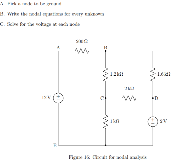 Solved A. Pick a node to be ground B. Write the nodal | Chegg.com