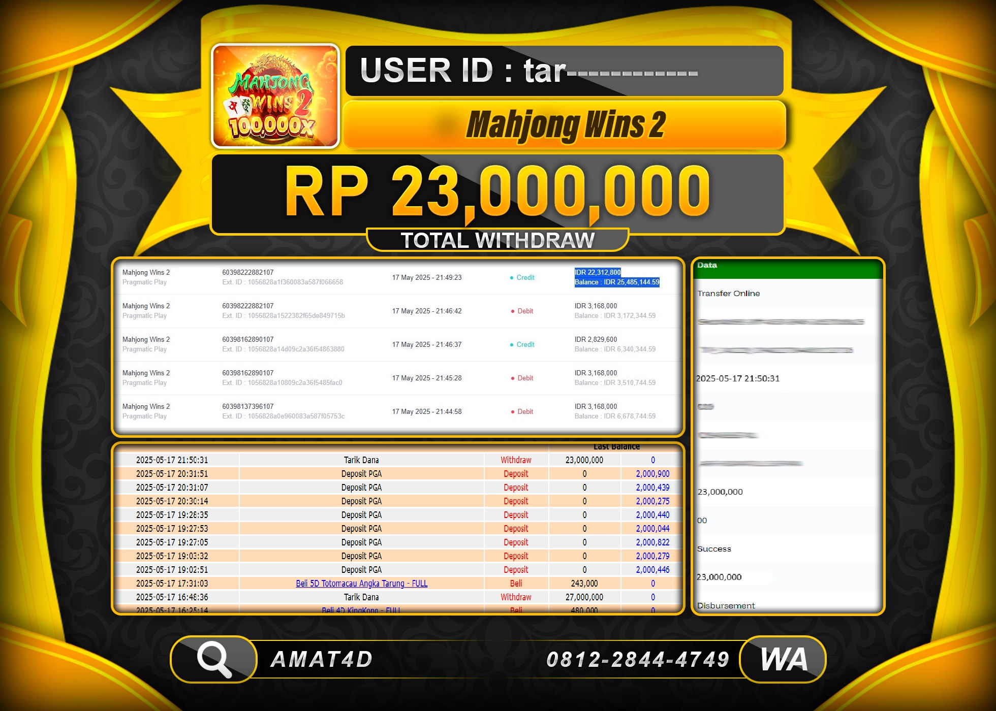 AMAT4D KEMENANGAN JACKPOT MAHJONG WINS 2 Rp.23.000.000 BERHASIL TERBAYAR LUNAS