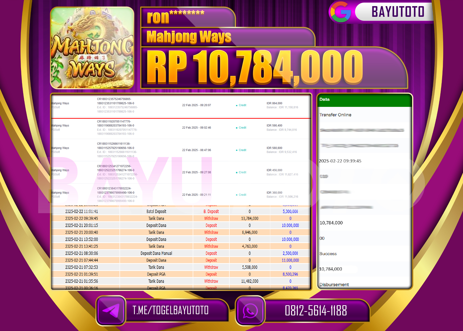 BAYUTOTO JACKPOT DI MAHJONG WAYS Rp.10,874,000 LUNASS