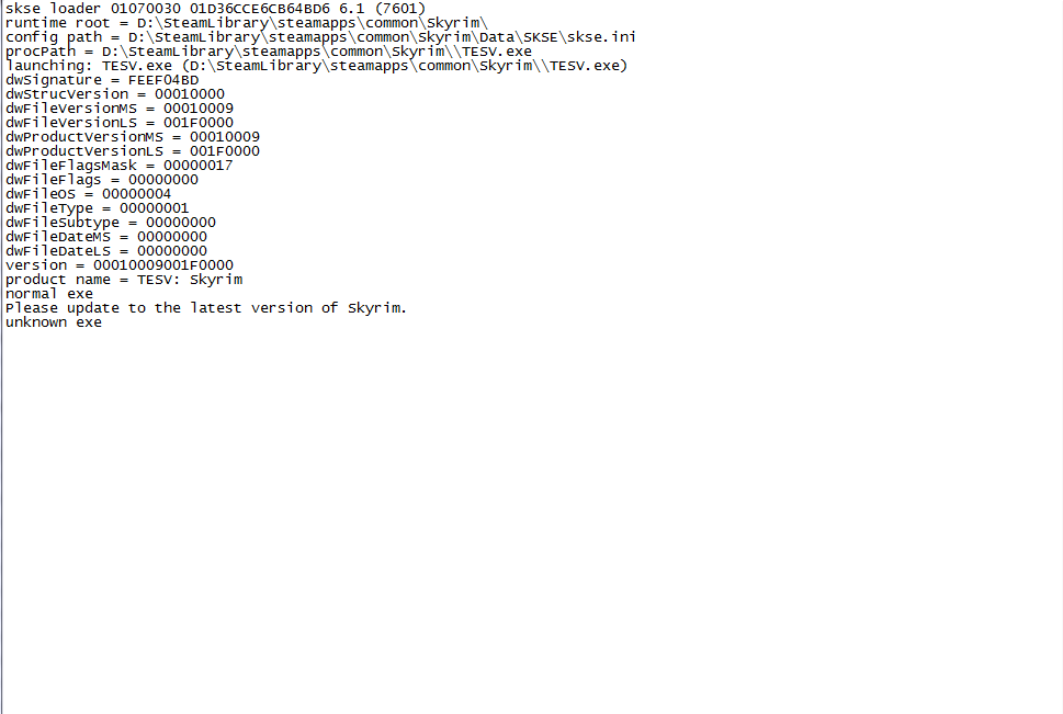 Skse please update to the latest version of skyrim что делать