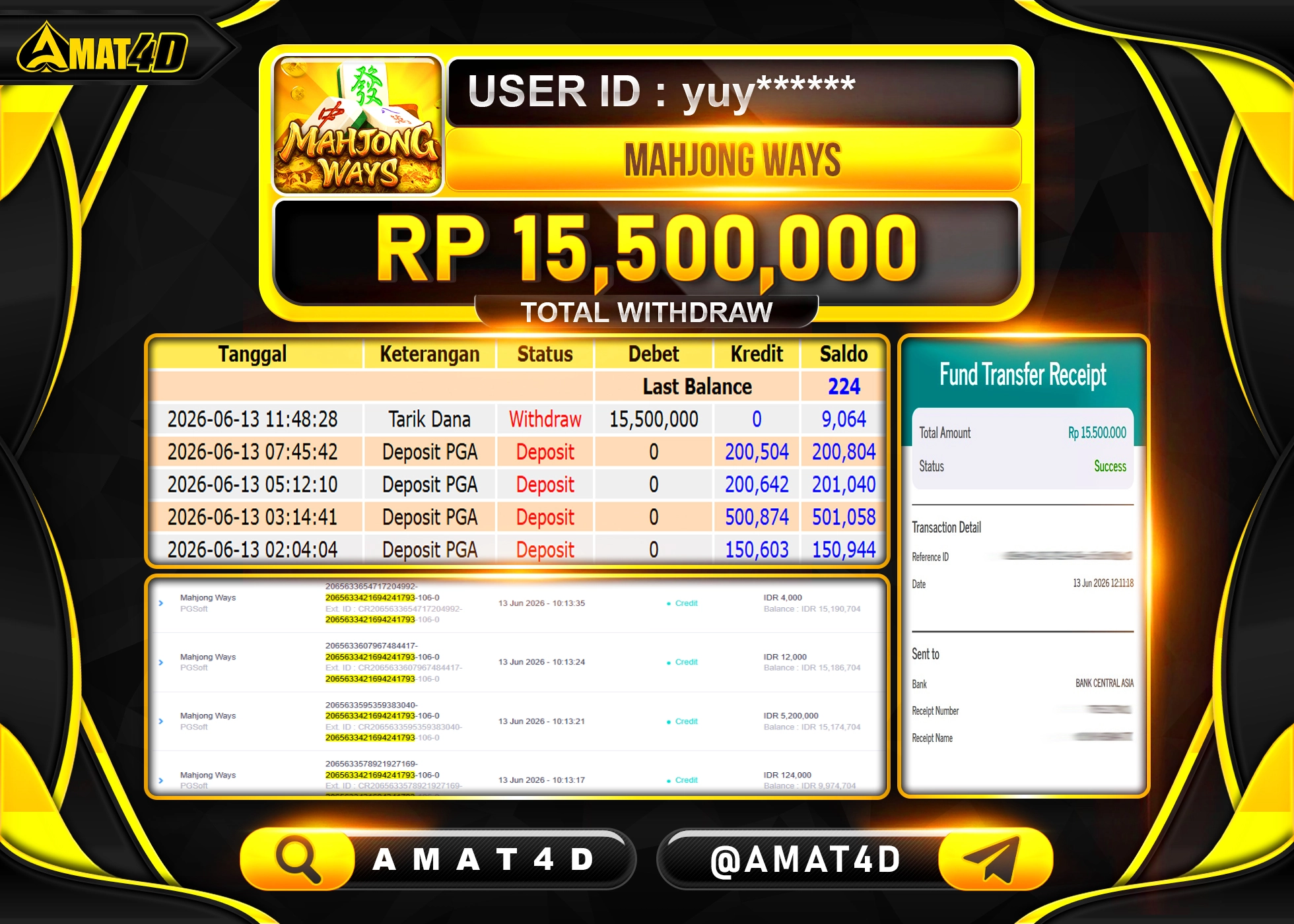 AMAT4D KEMENANGAN DI MAHJONG WAYS  Rp.15,500,000 BERHASIL TERBAYAR LUNAS