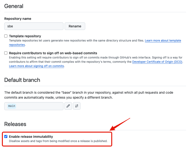 Enable release immiutability
