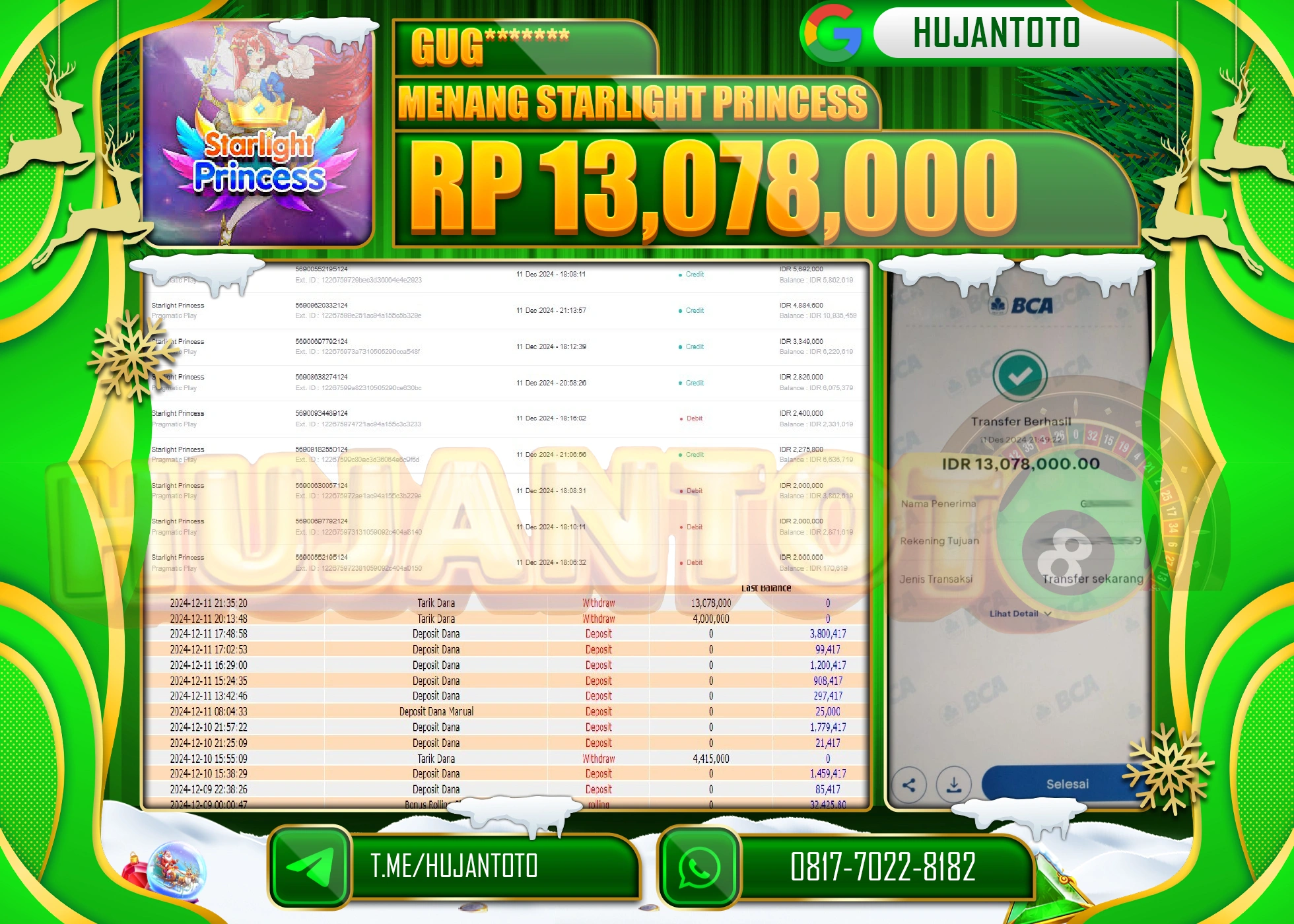 HUJANTOTO KEMENANGAN BESAR YANG DI  PERMAINAN  SLOT   STARLIGHT PRINCCES  - 13,078,000 - TERBAYAR LUNAS