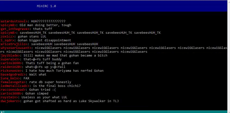 GitHub - BrandonRiemann/MinIRC: Minimalistic IRC client using ncurses ...