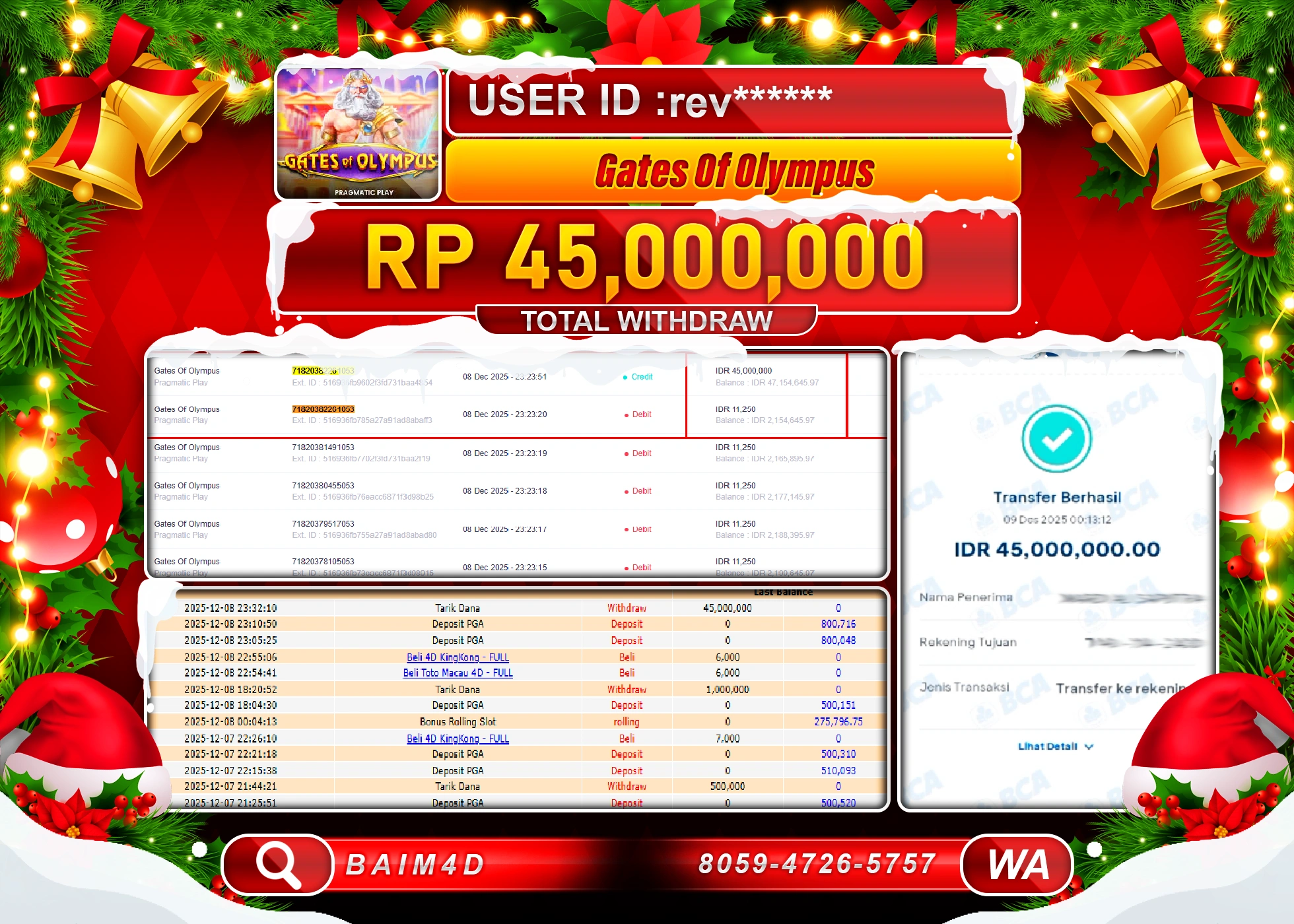 BAIM4D JACKPOT SLOT GATES OF OLYMPUS Rp.45,000,000 - LUNAS