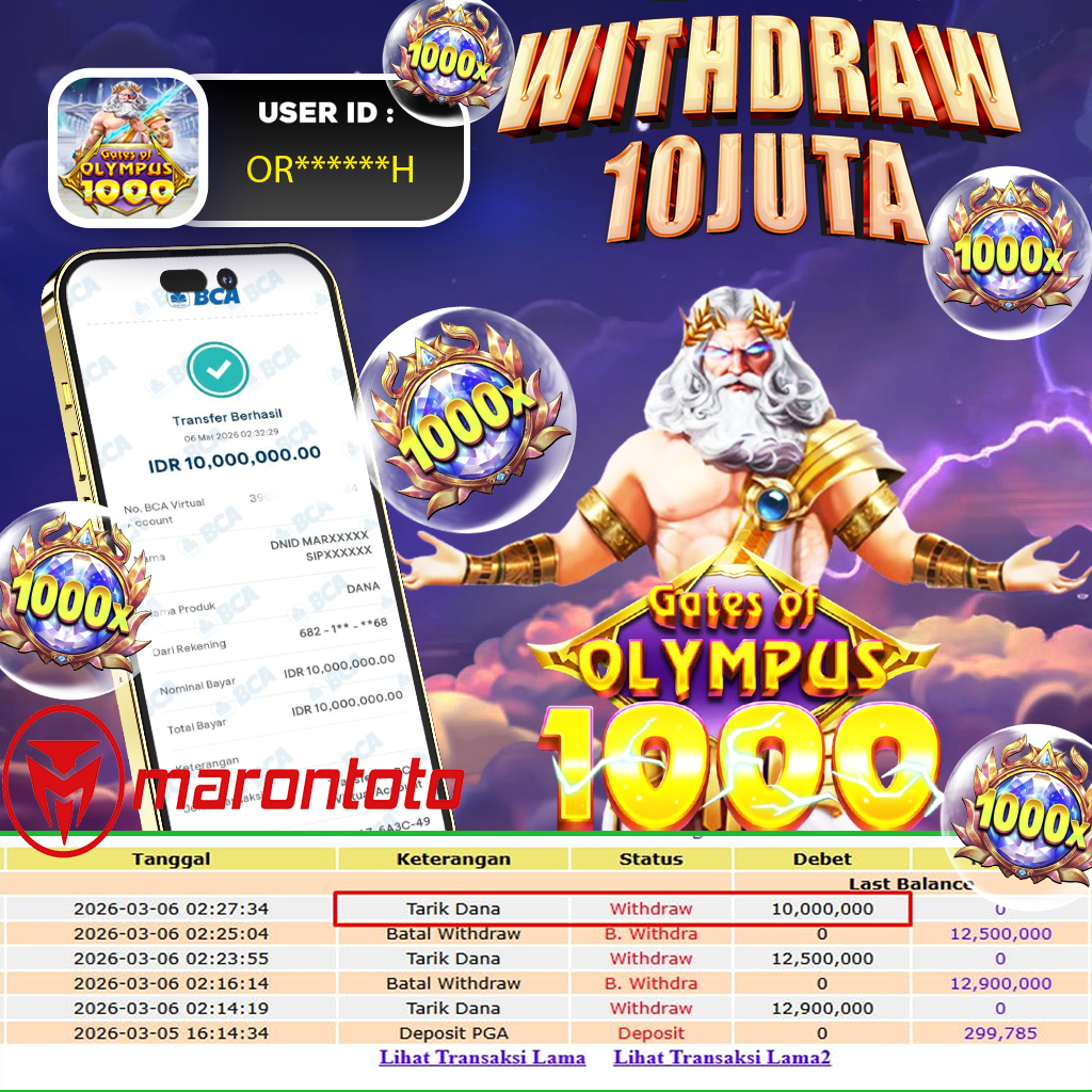 BUKTI JEPE SLOT GACOR DI GATES OF OLYMPS 1000  - PRAGMATIC PLAY ⚡️⚡️