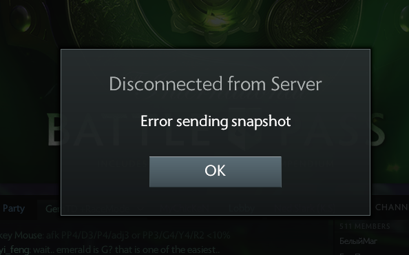 Disconnected from server: 