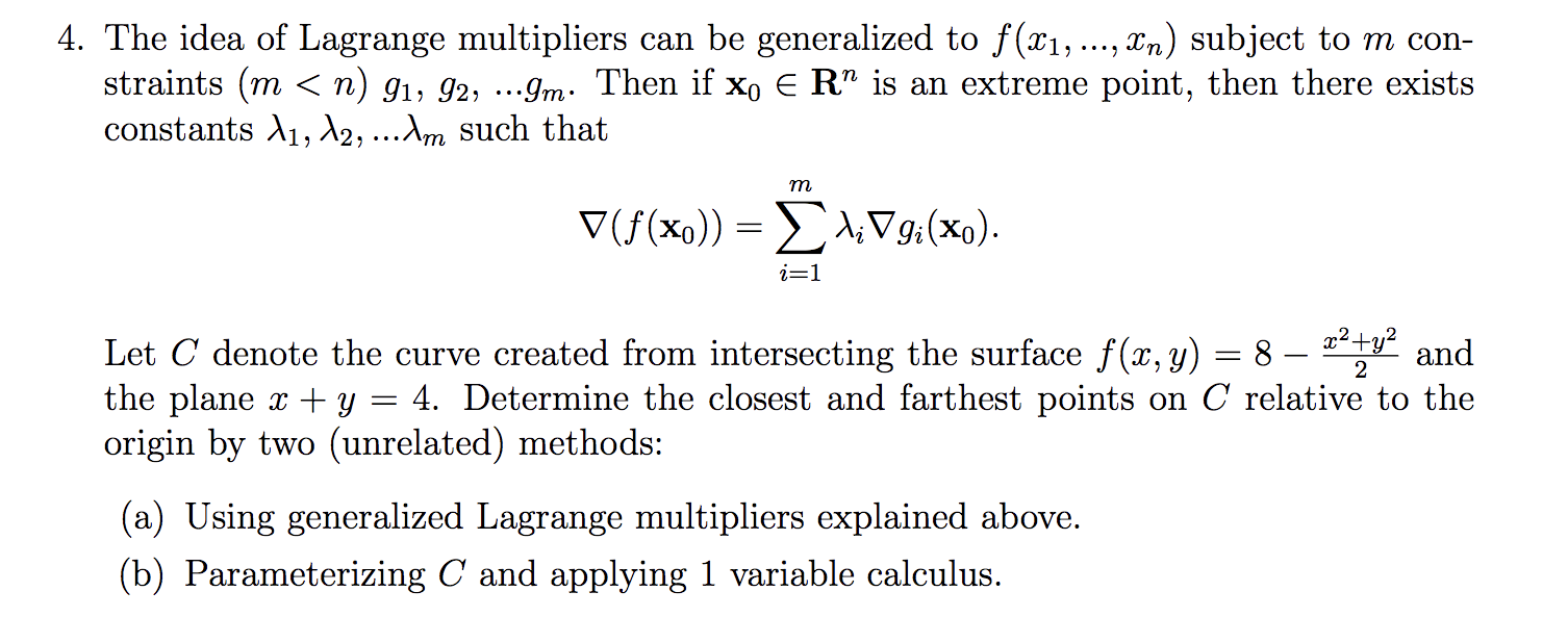 Solved 4. The idea of Lagrange multipliers can be | Chegg.com