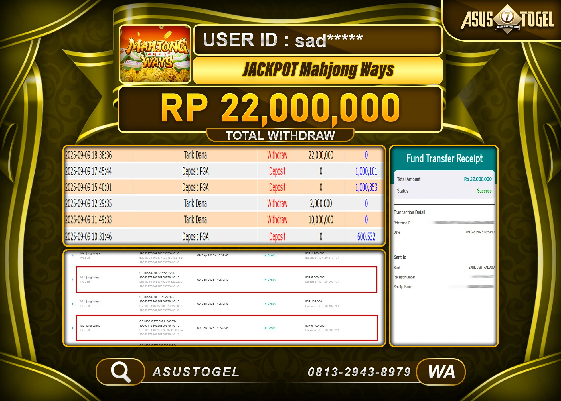 ASUSTOGEL KEMENANGAN DI SLOT MAHJONG WAYS SEBESAR 22,000,000- RUPIAH LUNAS