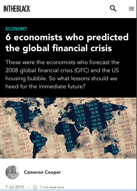 Steve Keen's December 2005 published warning, 36 months before Lehman.