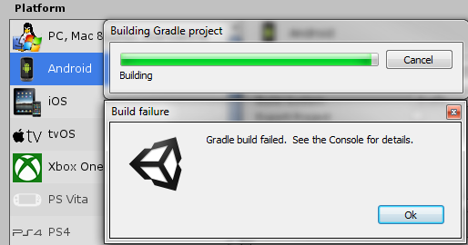 Help please, Gradle build failed. See the console for details. -  Questions & Answers - Unity Discussions