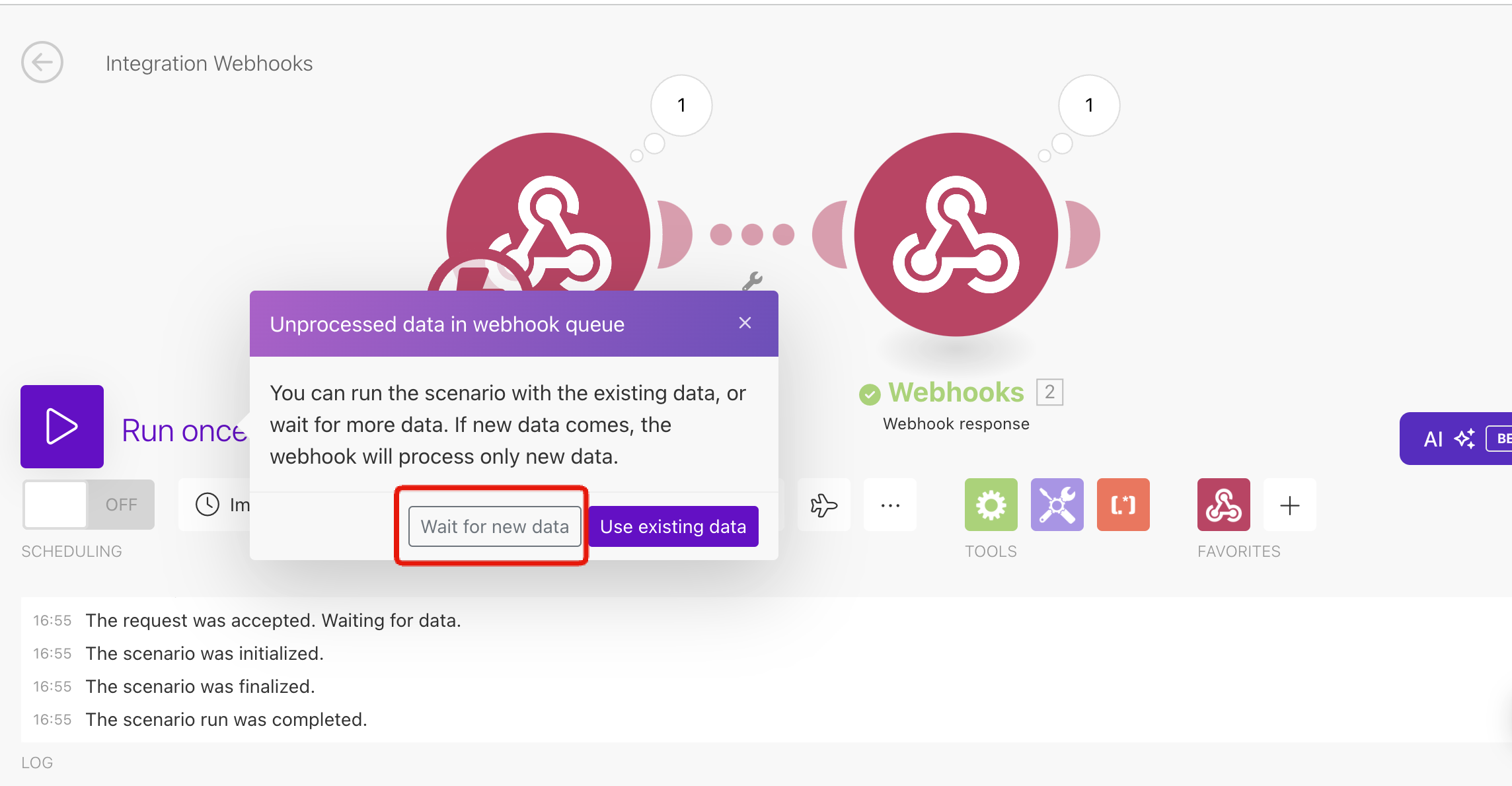 Unprocessed data in webhook queue