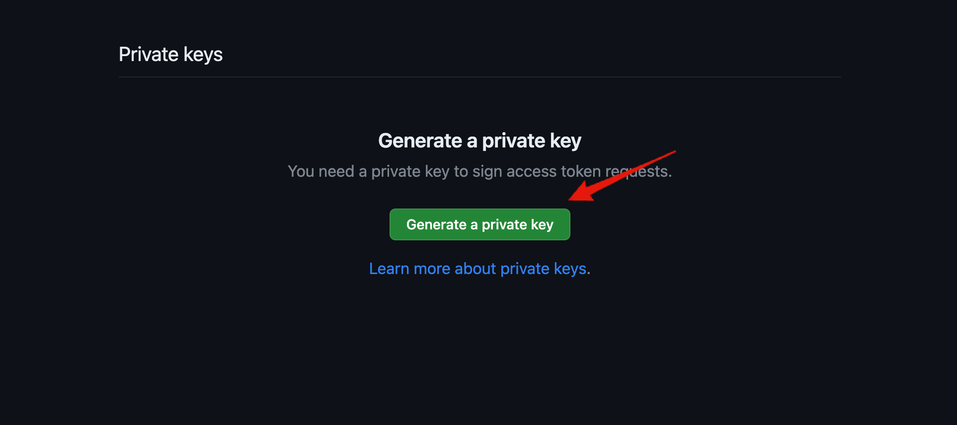 GitHub App - generate a private key